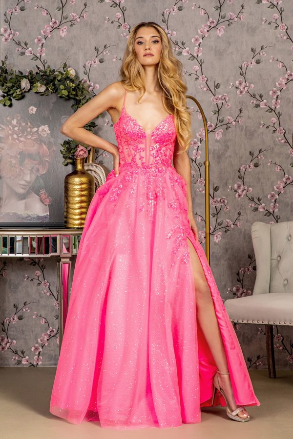 Glitter Illusion Sweetheart Sheer Bodice Mesh A-line Long Prom Dress GLGL3218 - Image 19