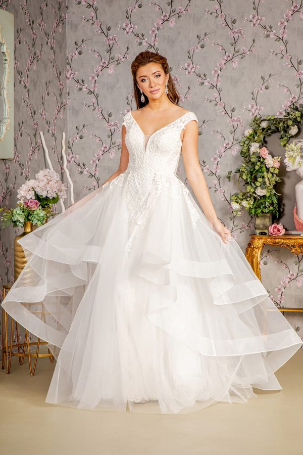 Bead Lace Mermaid Wedding Gown w/ Detachable Waist Layered Drape - Image 6
