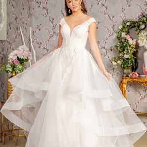 Bead Lace Mermaid Wedding Gown w/ Detachable Waist Layered Drape