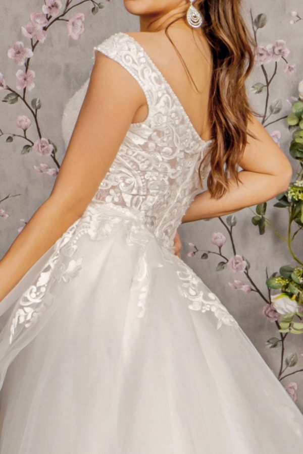 Bead Lace Mermaid Wedding Gown w/ Detachable Waist Layered Drape - Image 4