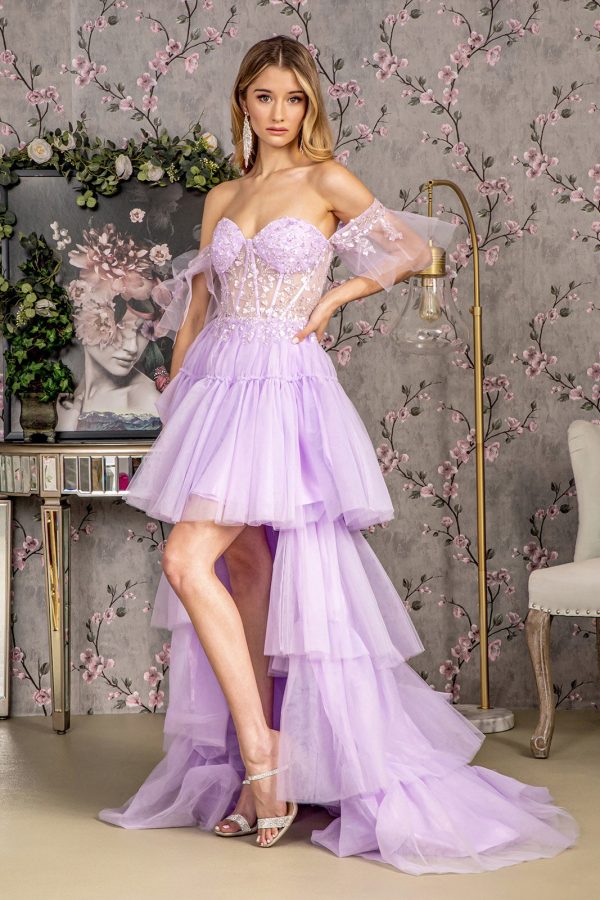 3D Heart Applique Bead Layered Skirt Mesh A-line Long Prom Dress GLGL3396 - Image 19