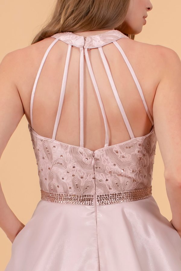 Sequin and Rhinestone Bodice Satin /w Side Pockets Short Homecoming Dress GLGS1603 - Image 4