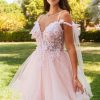 3D Flower and Embroidery Embellished Glitter Mesh Homecoming Dress Lace-Up Back GLGS3513 - Image 2
