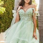 3D Flower and Embroidery Embellished Glitter Mesh Homecoming Dress Lace-Up Back GLGS3513