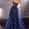 Glitter Print Applique Sequined A-Line Straigt Across Open Back Long Prom & Bridesmaid Dress CDJ840 - Image 2