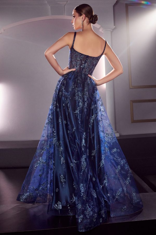 Glitter Print Applique Sequined A-Line Straigt Across Open Back Long Prom & Bridesmaid Dress CDJ840 - Image 2