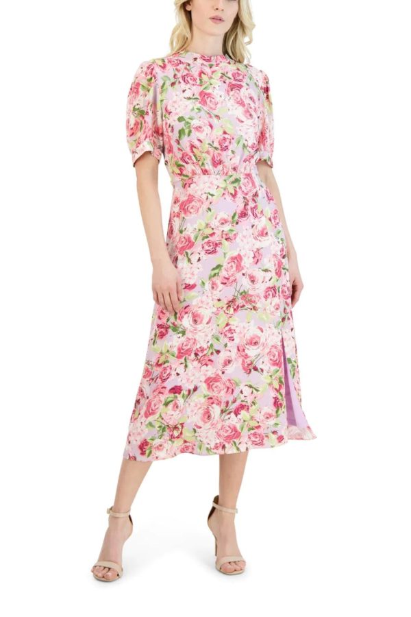 Julia Jordan Mock Neck Balloon Sleeve Midi Dress - Image 5
