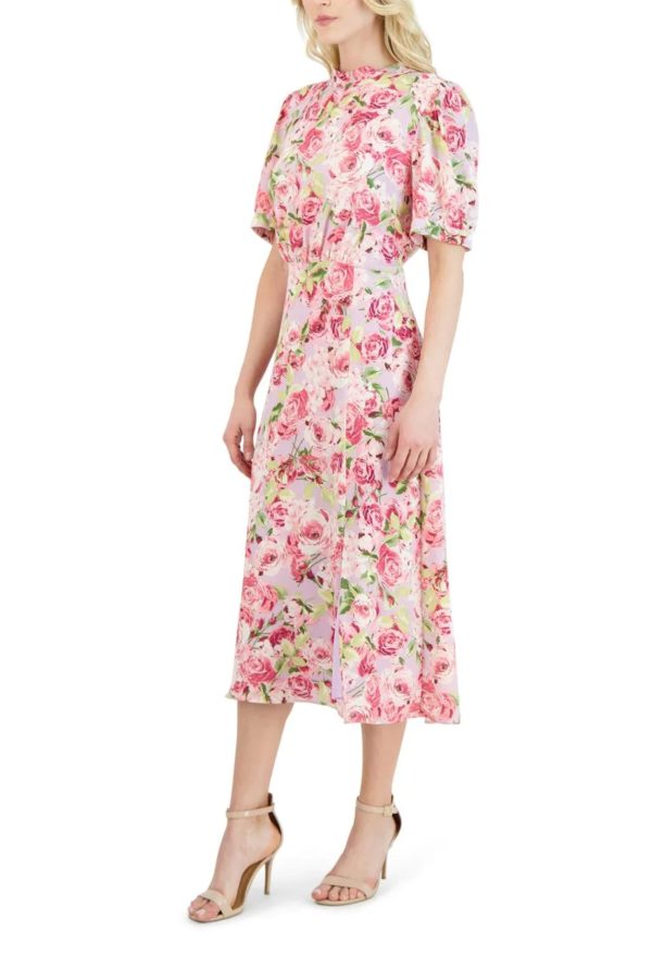 Julia Jordan Mock Neck Balloon Sleeve Midi Dress - Image 2
