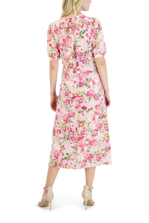 Julia Jordan Mock Neck Balloon Sleeve Midi Dress - Image 3