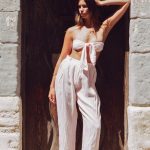 Juliet Trousers  - Pink Linen Trousers with Tie