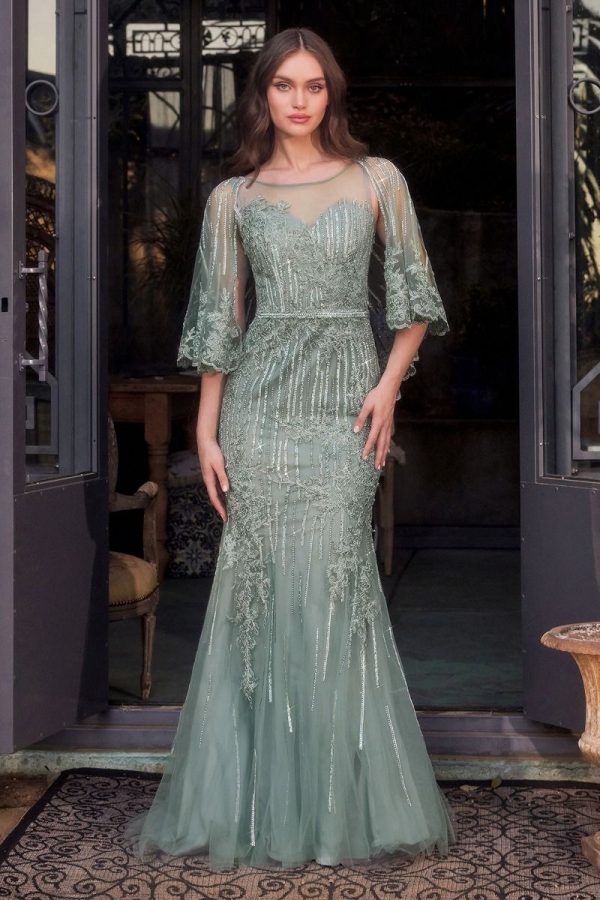 LACE FITTED CAPLET GOWN CDMA105 - Image 12