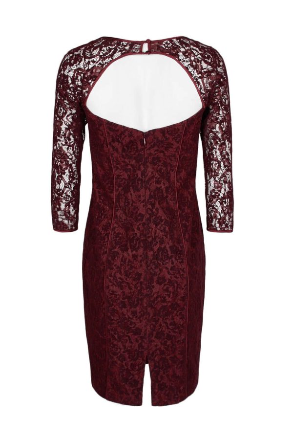 Aidan Mattox Queen Anne Neck 3/4 Sleeve Piping Detail Bodycon Zipper Back Cutout Back - Image 2