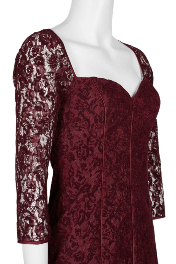 Aidan Mattox Queen Anne Neck 3/4 Sleeve Piping Detail Bodycon Zipper Back Cutout Back - Image 3