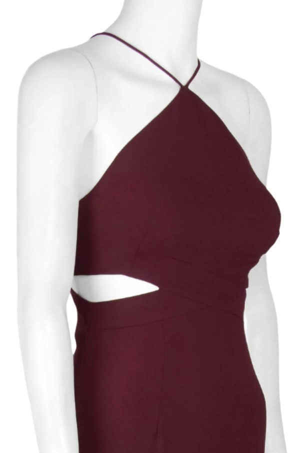 Aidan by Aidan Halter Strap Cutout Side Zipper Back Slit Back Crepe Dress - Image 3
