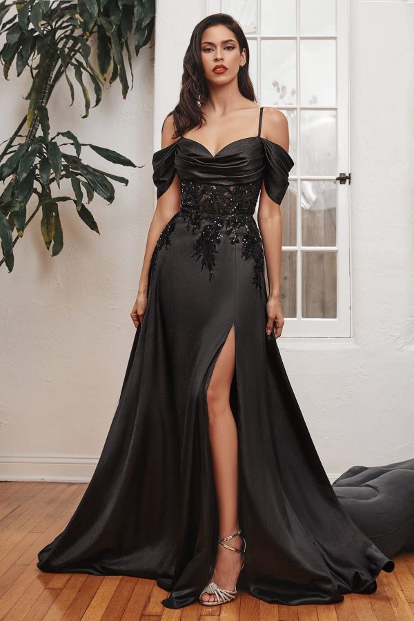 Satin Off The shoulder Sweetheart Neck Bodice A-Line Long Prom & Bridesmaid Dress CDOC012 - Image 12