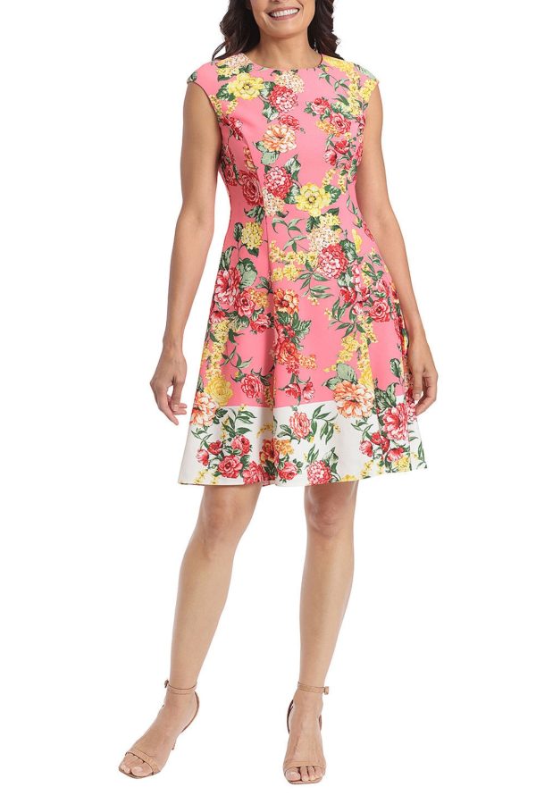 London Times Scuba Crepe Fit & Flare Dress - Image 2