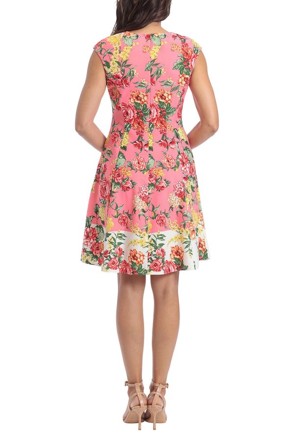 London Times Scuba Crepe Fit & Flare Dress - Image 3