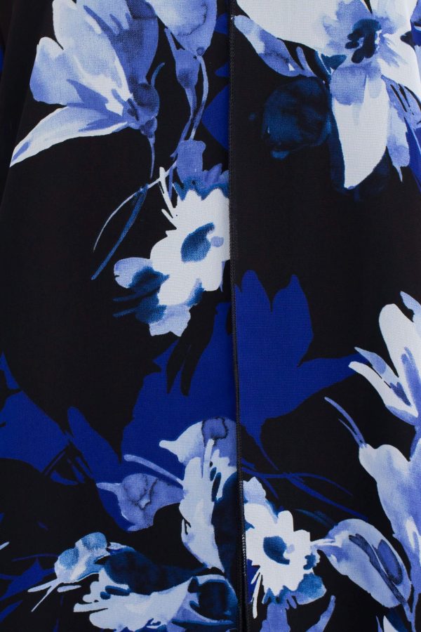Connected Apparel V-Neck Sleeveless Floral Print Chiffon Overlay Slit Side Dress - Image 4