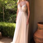A-Line Chiffon Embroidered Lace Bodice Long Wedding Dress CDTY11