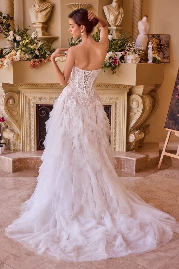 STRAPLESS DROP WAIST CASCADING WEDDING DRESS CDWL016 - Image 4