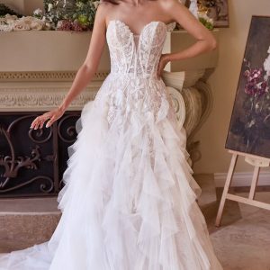 STRAPLESS DROP WAIST CASCADING WEDDING DRESS CDWL016