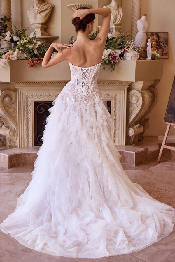 STRAPLESS DROP WAIST CASCADING WEDDING DRESS CDWL016 - Image 2