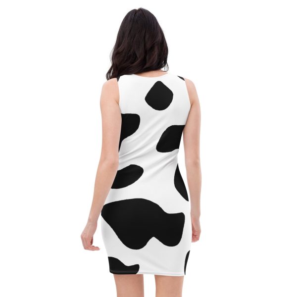 Womens Stretch Fit Bodycon Dress - Black White Cow Print - Image 2