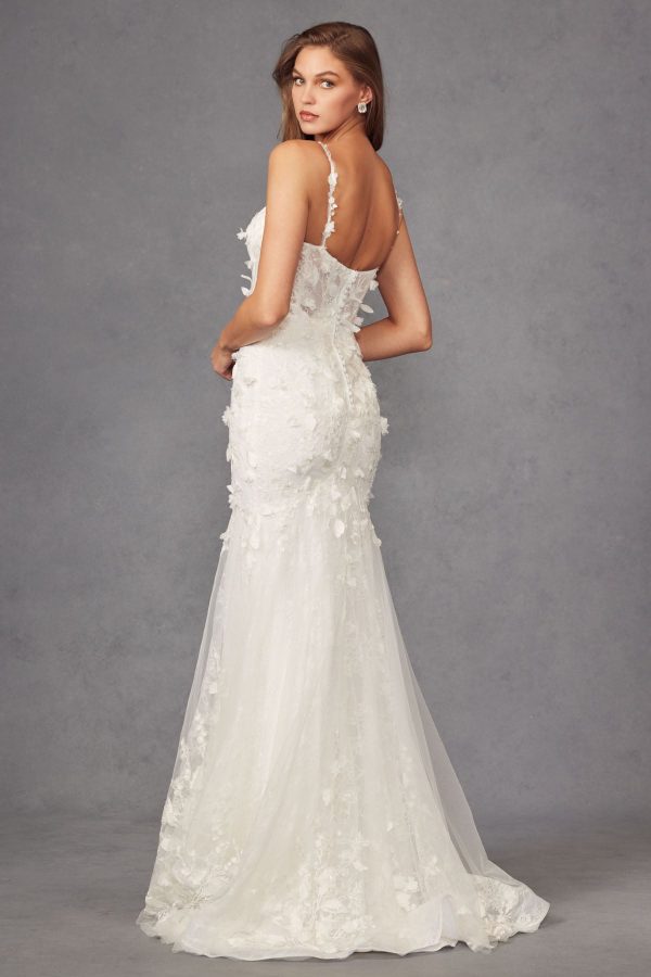 3D Floral Embellished Sweetheart Mermaid Long Wedding Dress JTJT2475UW - Image 4