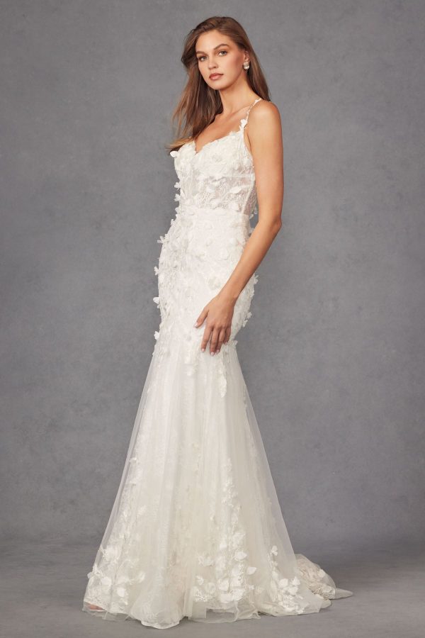 3D Floral Embellished Sweetheart Mermaid Long Wedding Dress JTJT2475UW - Image 5