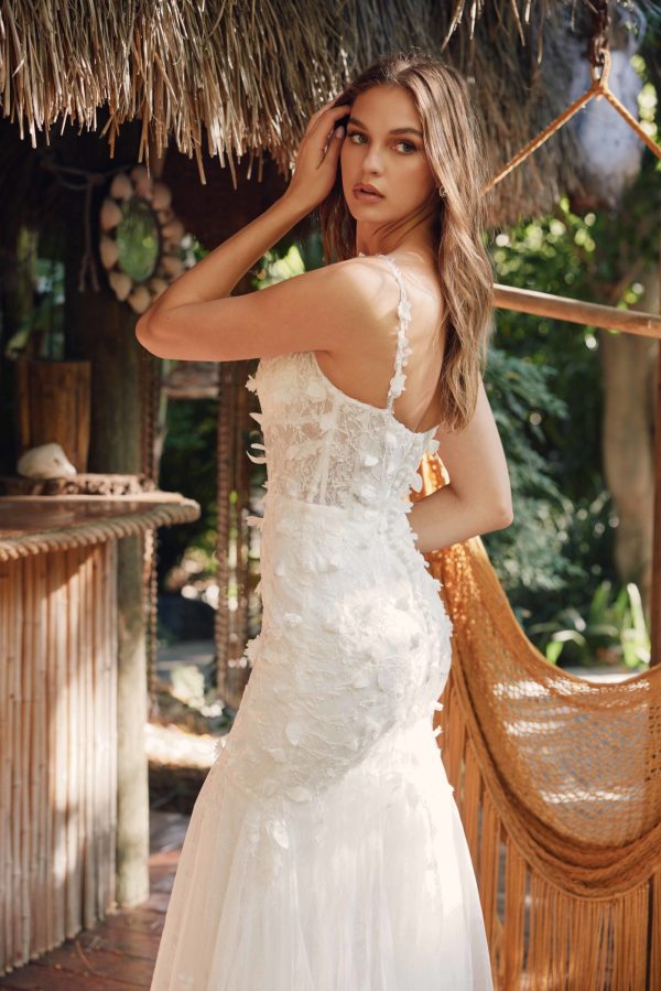3D Floral Embellished Sweetheart Mermaid Long Wedding Dress JTJT2475UW - Image 2