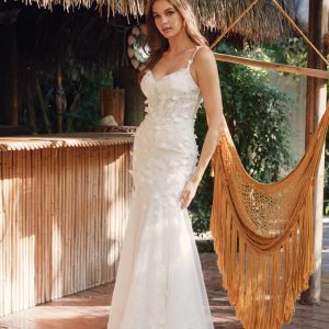 3D Floral Embellished Sweetheart Mermaid Long Wedding Dress JTJT2475UW