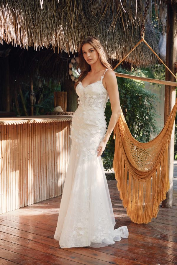 3D Floral Embellished Sweetheart Mermaid Long Wedding Dress JTJT2475UW - Image 10