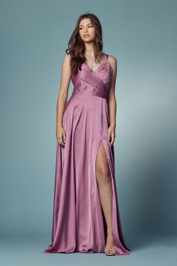 Double Breasted High Slit Long Bridesmaid & Prom Dress NXE1020 - Image 2