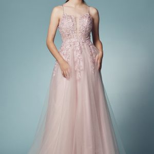 Floral Embellished Beads Bodice Long Prom & Bridesmaid Dress NXT449