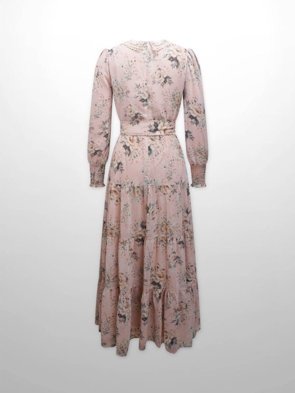 Collared Belted Tiered Dress-Vintage Floral - Image 3