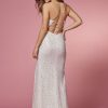 Embellished Sequin High Slit Long Wedding Dress NXR1031W - Image 2