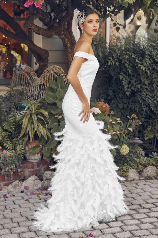 Off Shoulder Ruffled Skirt Sweetheart Long Wedding Dress NXC1106W - Image 2