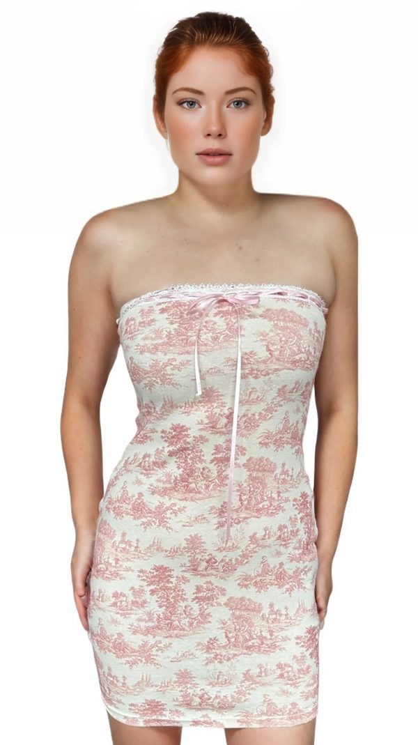 Coquette vintage inspired red print tube dress - Image 4