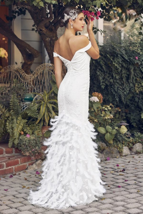 Off Shoulder Ruffled Skirt Sweetheart Long Wedding Dress NXC1106W - Image 4