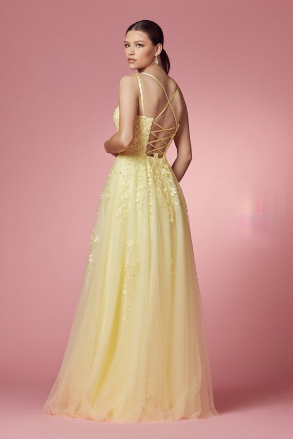 Floral Design Spaghetti Straps Long Bridesmaid & Prom Dress NXC415 - Image 5