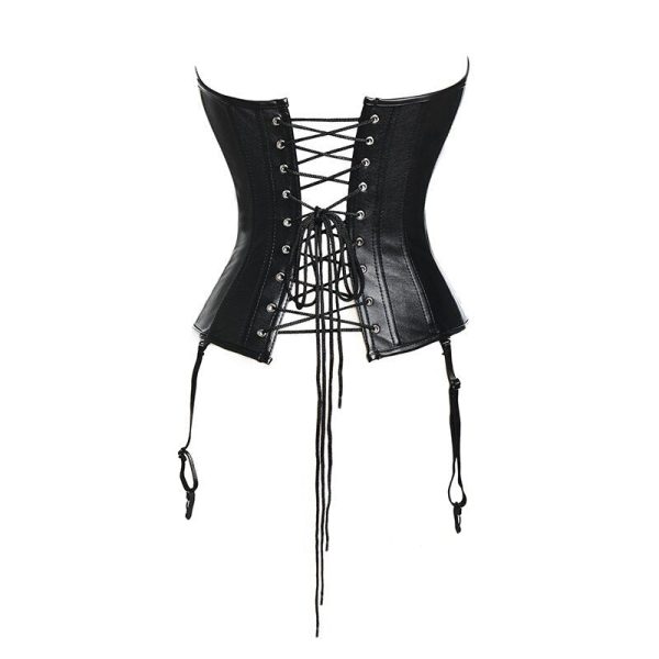 Bustiers & Corsets Leather Steampunk Underbust Corsets with Garters Belt Lace Up Boned Bustiers Tops Sexy Lingerie Set Nightwear - Image 4