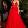 Layered Tulle A-Line Floral Vintage Sheer V-neck Spaghetti Strap Long Prom Dress CDCD2214 - Image 22