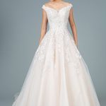 Embroidery Embellished Mesh A-Line Tail Long Wedding Dress GLGL1800