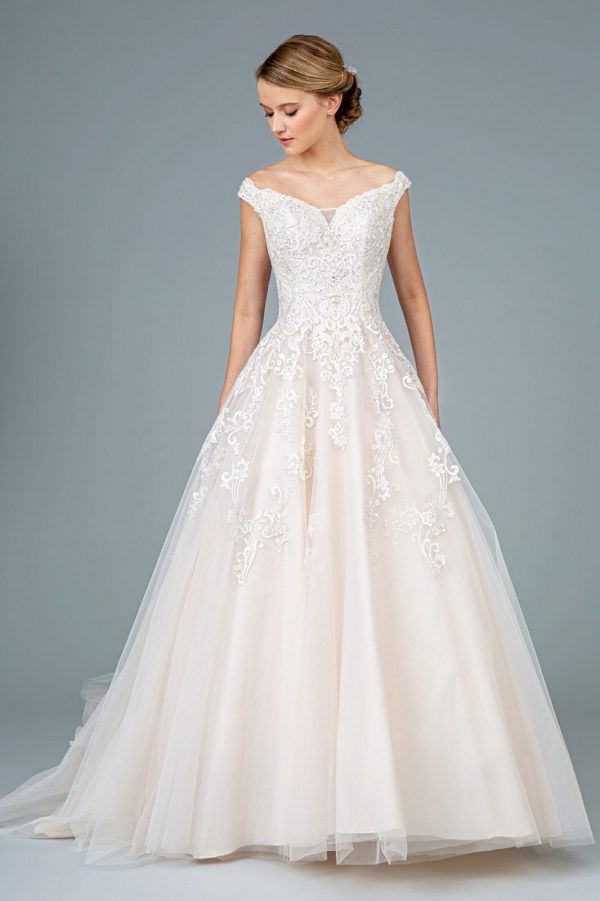 Embroidery Embellished Mesh A-Line Tail Long Wedding Dress GLGL1800 - Image 12