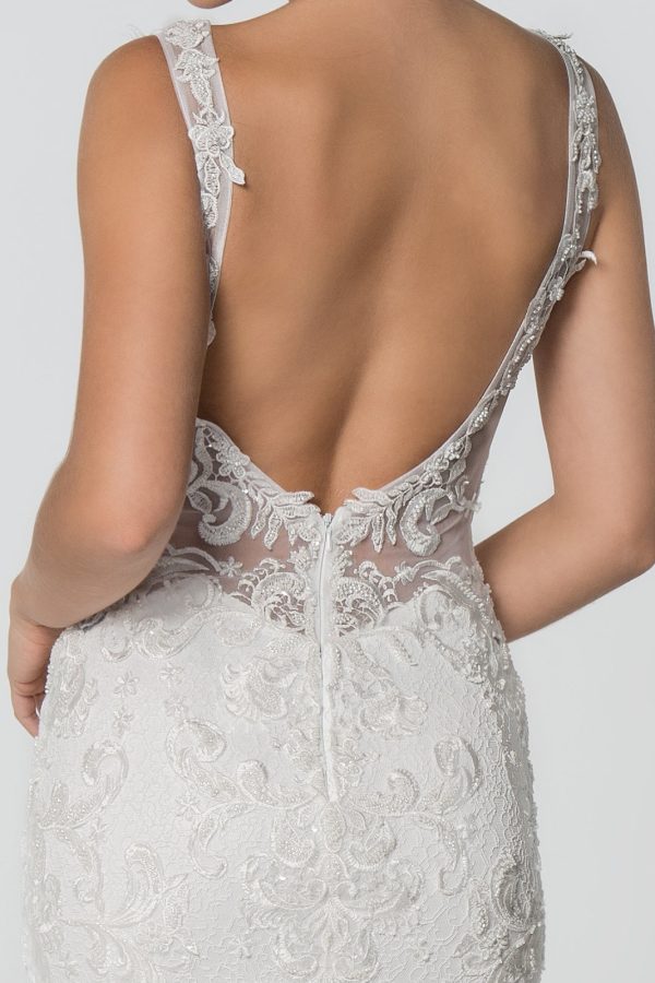 Embroidered V-Neck Sleeveless Mermaid Long Wedding Dress GLGL2814 - Image 4