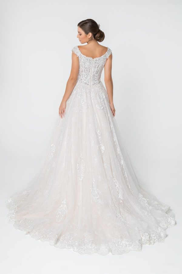 Lace Embellished Bodice A-Line Long Wedding Dress GLGL2823 - Image 2