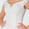 Lace Embellished Bodice A-Line Long Wedding Dress GLGL2823 - Image 3