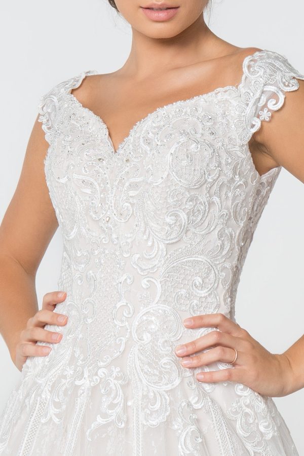 Lace Embellished Bodice A-Line Long Wedding Dress GLGL2823 - Image 3