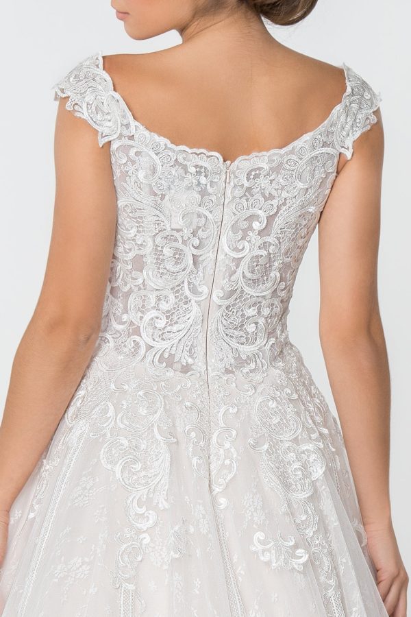 Lace Embellished Bodice A-Line Long Wedding Dress GLGL2823 - Image 4