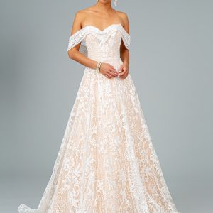 Glitter Mesh Sweetheart A-Line Long Wedding Dress GLGL2937
